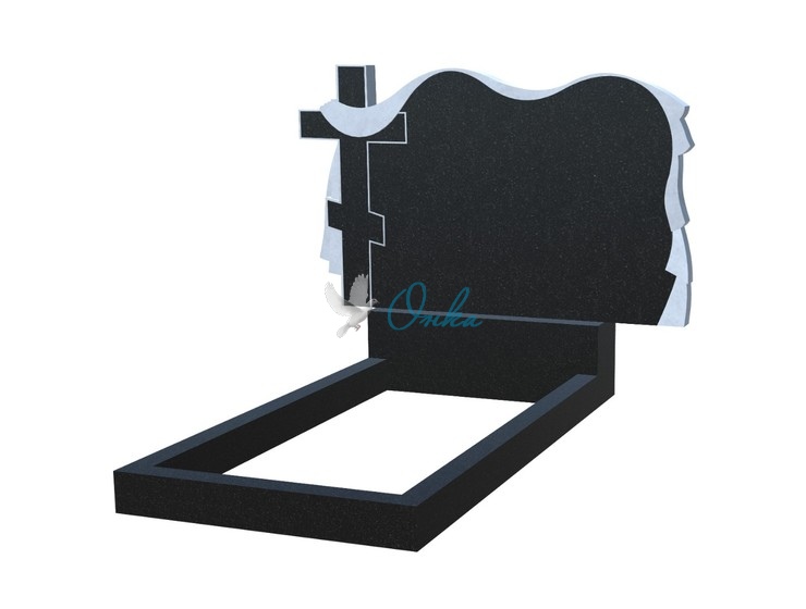 Горизонтальный памятник с крестом DP017